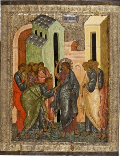 The Incredulity of Saint Thomas, 1497. Artist: Russian icon