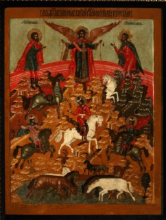 The Miracle of Florus and Laurus, End of 17th cen.. Artist: Russian icon