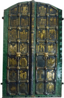 Golden gates of the Cathedral of the Nativity in Suzdal, Early 13th cen.. Artist: Russian master