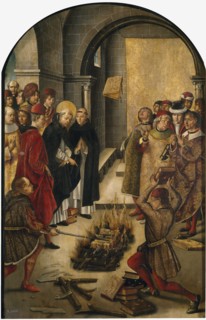 The Disputation between Saint Dominic and the Albigensians, 1493-1499. Artist: Berruguete, Pedro (1450-1503)
