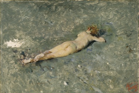 Nude on the Beach at Portici, 1874. Artist: Fortuny, Marià (1838-1874)