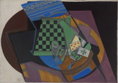 Checkerboard and playing cards, 1915. Artist: Gris, Juan (1887-1927)