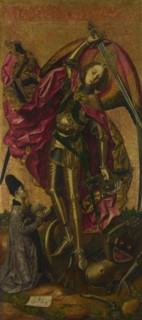 Saint Michael Triumphs over the Devil, 1468. Artist: Bermejo, Bartolomé (1440-1498)