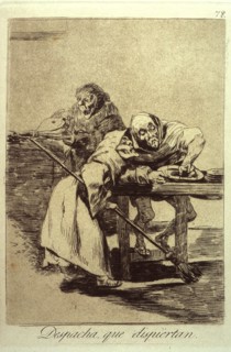 Despacha Que Dispiertan (Be quick, they are waking up), plate 78 from Los Caprichos, 1799. Artist: Goya, Francisco, de (1746-1828)