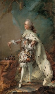 Portrait of Frederik V (1723-1766) in Anointment Robe, c. 1750. Artist: Pilo, Carl Gustaf (1711-1793)