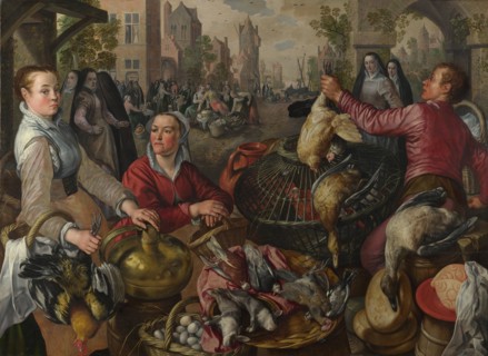 The Four Elements: Air. A Poultry Market with the Prodigal Son in the Background, 1569. Artist: Beuckelaer, Joachim (ca. 1533-1574)