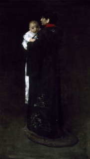 Mother and Child (The First Portrait), c. 1888. Artist: Chase, William Merritt (1849-1916)