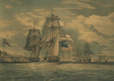 HMS Shannon captures USS Chesapeake, 1 June 1813, 1813. Artist: Schetly, J. G. C. (active 19th century)