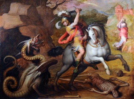 Saint George and the Dragon, c. 1560. Artist: Vasari, Giorgio (1511-1574)
