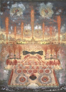 Fireworks and illumination on Juny 16, 1744 in Moscow, Mid of the 18th cen.. Artist: Anonymous