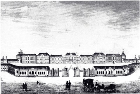 View of the Catherine Palace in Tsarskoye Selo, c. 1840. Artist: Anonymous