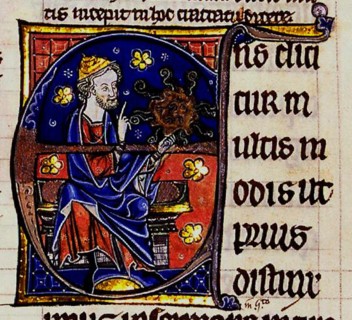 Aristotle. From: Commentarium magnum Averrois in Aristotelis De Anima libros, 13th century. Artist: Anonymous