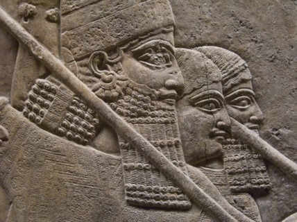 King Ashurnasirpal II during a royal lion hunt, 7th cen. BC. Artist: Assyrian Art