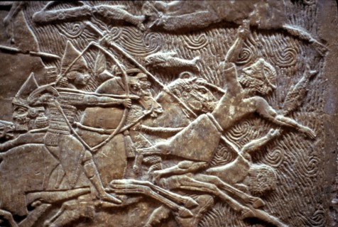 Ashurbanipal at the Battle of Til-Tuba, 650-620 BC. Artist: Assyrian Art