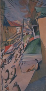 Tram, 1914. Artist: Bogomazov, Alexander Konstantinovich (1880-1930)