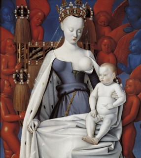 Virgin and Child Surrounded by Angels. Right wing of Melun diptych, c. 1450. Artist: Fouquet, Jean (1420?1481)