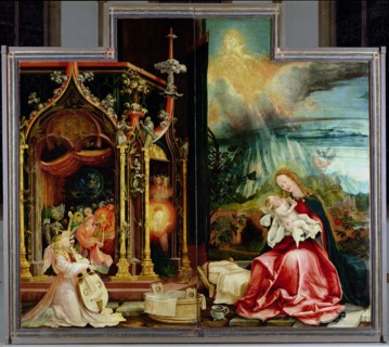 The Isenheim Altarpiece. Central panel: Concert of Angels and Nativity, 1506-1515. Artist: Grünewald, Matthias (ca 1470-1528)