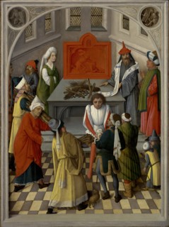 The offering of the jews, ca 1465. Artist: Master of the Gathering of Manna (active 1460-1470)