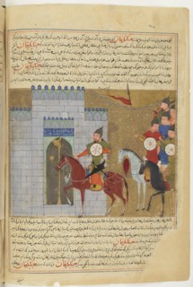 The siege of Beijing. Miniature from Jami' al-tawarikh (Universal History), ca 1430. Artist: Anonymous