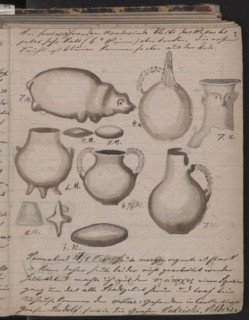 The Schliemann's diary contains sketches of discoveries, 1873. Artist: Schliemann, Heinrich (1822-1890)