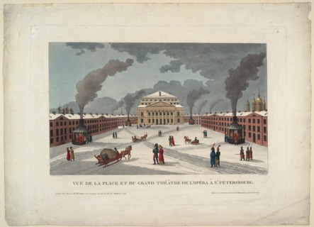 The Saint Petersburg Imperial Bolshoi Kamenny Theatre, c. 1811. Artist: Courvoisier-Voisin, Henri (1757-1830)
