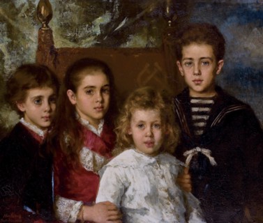 Portrait of the children of Paul Pavlovich Demidoff, 2nd Prince of San Donato (1839-1885), Avrora, A Artist: Harlamov, Alexei Alexeyevich (1840-1922)