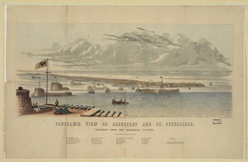 Panoramic view of Kronstadt and St. Petersburg. Artist: Anonymous