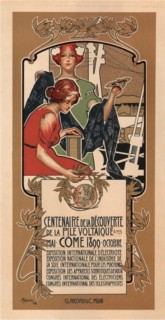 The 100th Anniversary of Volta's Discovery of the Electric Battery, 1898. Artist: Hohenstein, Adolfo (1854-1928)
