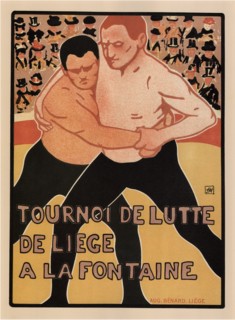 Wrestling tournament, Liège, 1899. Artist: Rassenfosse, Armand (1862-1934)