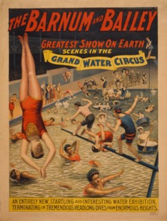 The Barnum & Bailey greatest show on earth. Scenes in the grand water circus, c. 1895. Artist: The Strobridge Lithographing Company