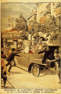 The Assassination of Archduke Franz Ferdinand of Austria and his wife, Duchess Sophia, by Gavrilo Pr Artist: Anonymous