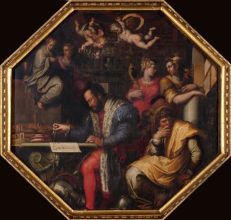 Cosimo studies the taking of Siena, 1563-1565. Artist: Vasari, Giorgio (1511-1574)
