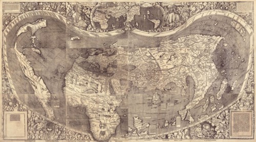 World map Universalis Cosmographia, 1507. Artist: Waldseemüller, Martin (ca 1472-1520)