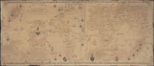 World Map (Propoganda), 1529. Artist: Ribeiro, Diogo (?-1533)