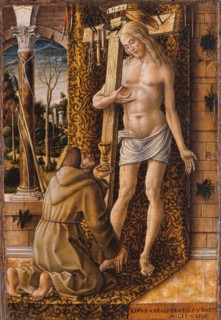 Saint Francis Catches the Blood of Christ from the Wounds, 1480-1490. Artist: Crivelli, Carlo (c. 1435-c. 1495)