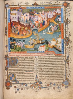 Marco Polo?s departure from Venice in 1271 (From Marco Polo?s Travels), ca 1400. Artist: Anonymous