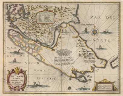 Freti Magellanici ac novi freti vulgo Le Maire exactissima delineatio, c.1630. Artist: Hondius, Jodocus (1563-1612)