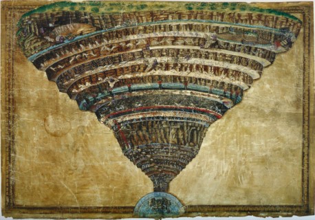 Illustration to the Divine Comedy by Dante Alighieri (Abyss of Hell), 1480-1490. Artist: Botticelli, Sandro (1445-1510)