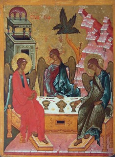 The Holy Trinity, 15th century. Artist: Russian icon