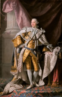 Portrait of the King George III of the United Kingdom (1738-1820) in his Coronation Robes, ca 1770. Artist: Ramsay (1713-1784)