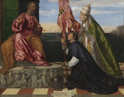 Jacopo Pesaro being presented by Pope Alexander VI to Saint Peter, 1506-1511. Artist: Titian (1488-1576)