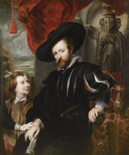 Portrait of Peter Paul Rubens with his son Albert, Mid of 17th cen.. Artist: Rubens, Peter Paul, (School)