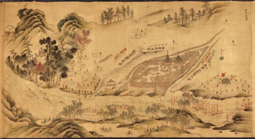 Map with a Russian camp in Eastern Siberia, 1689-1722. Artist: Chinese Master