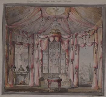 Interior design for the boudoir in the Count Bezborodko House in Moscow, 1790s. Artist: Lvov, Nikolai Alexandrovich (1751-1803)