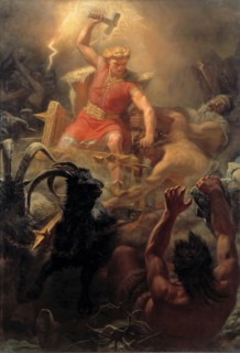 Thor's Fight with the Giants. Artist: Winge, Marten Eskil (1825-1896)