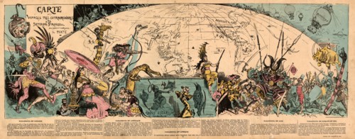 Carte des voyages très extraordinaires de Saturnin Farandoul. Artist: Robida, Albert (1848-1926)