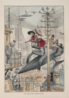 Illustration for Le vingtième siècle: La vie électrique. Artist: Robida, Albert (1848-1926)