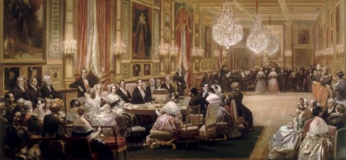 Concert in the Galerie des Guise at Chateau d'Eu, 4th September 1843. Artist: Lami, Eugène Louis (1800-1890)