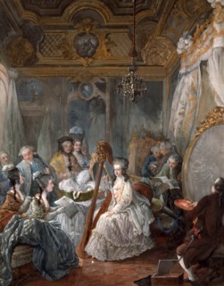 Marie Antoinette playing the harp. Artist: Gautier Dagoty, Jean-Baptiste André (1740-1786)