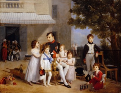 The Emperor Napoleon I on the terrace of the Château Saint-Cloud surrounded by his children. Artist: Ducis, Louis (1775-1847)